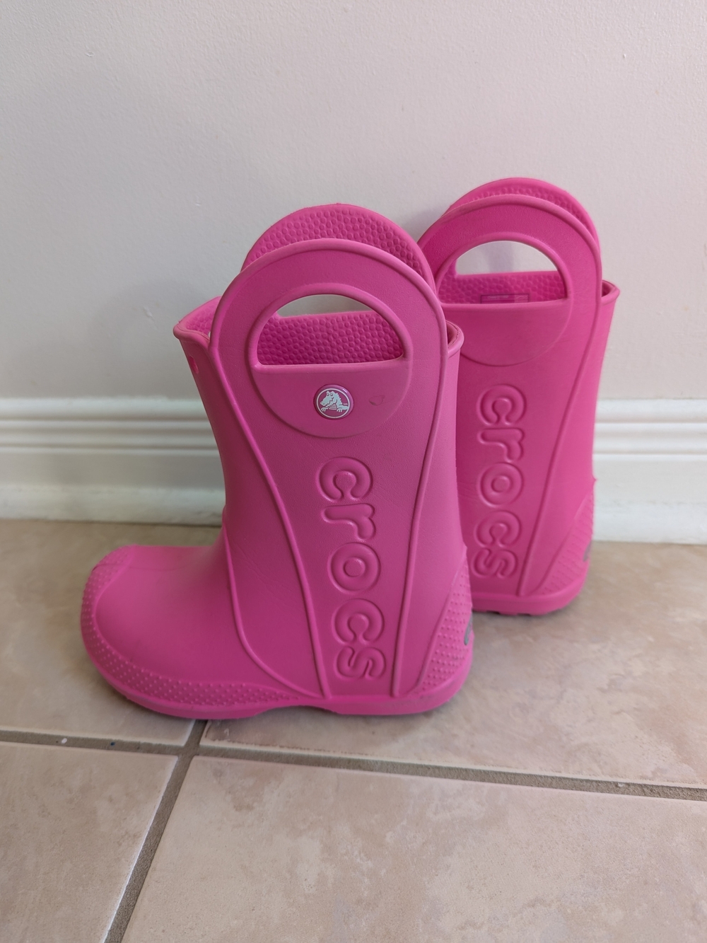 Crocs Kids' Pink Rain Boots - Slip-On Lightweight Waterproof- SIZE 11
